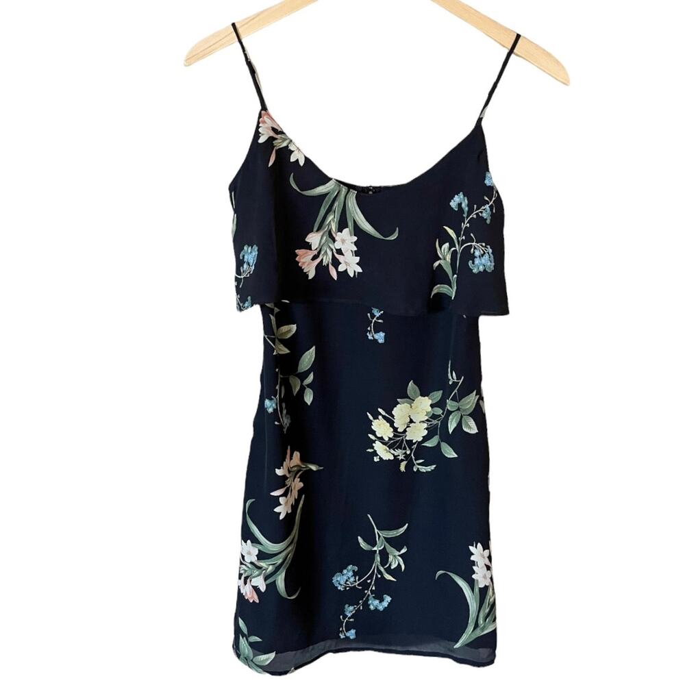 JOIE Silk Dress Cape Layer Scoop Neck Sheath Sleeveless Floral Black XXS EUC